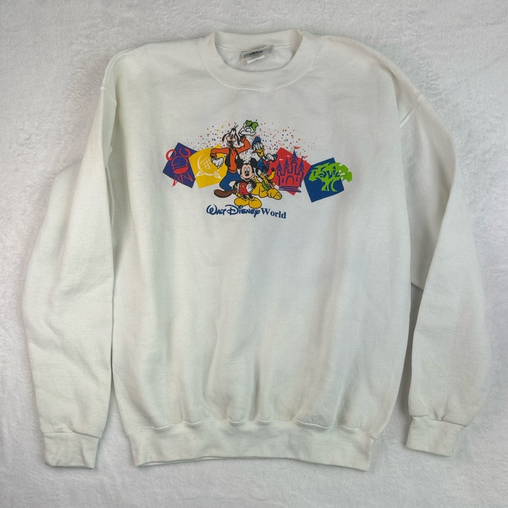Disney White Crewneck Sweater with Colorful Graphic